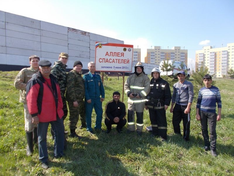 Посадка деревьев в Аллее спасателей